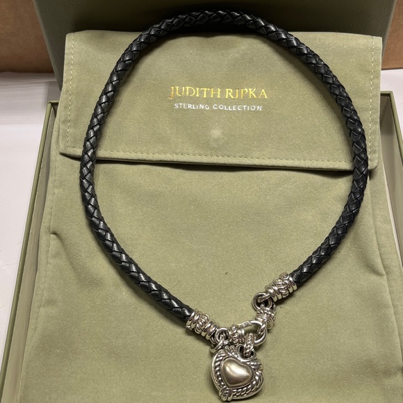 NWOT Judith Ripka sterling Silver Pendant on Black Cord Necklace - Picture 6 of 12